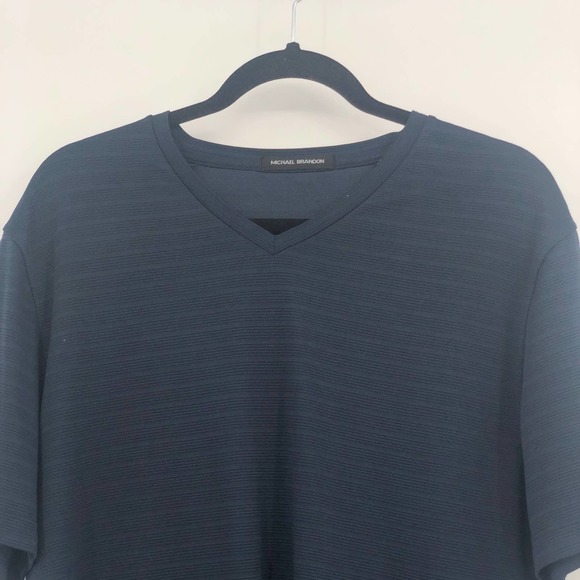 Michael Brandon Textured T-Shirt Short Sleeve Crewneck Black Large - Picture 2 of 9